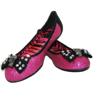 Abbey dawn pink glitter skull flattie